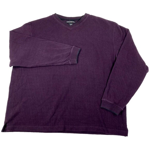 Consensus Sweater Sweatshirt Purple Ribbed V-Neck XL Mens Pullover Cotton Preppy - Picture 2 of 12